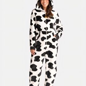 Black and White Cow Print Women's Jumpsuit